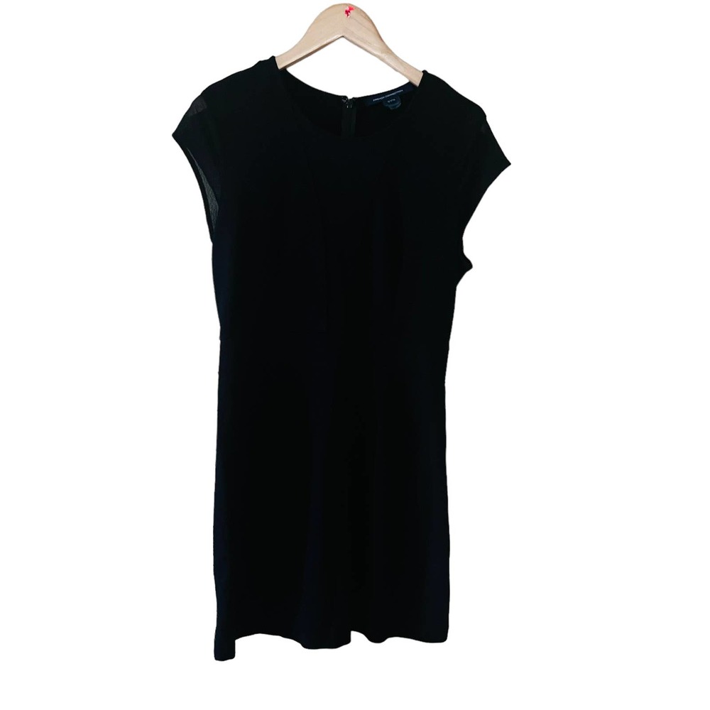 French Connection Mesh Detail Cap Sleeves Sheath Dress Size 10 Black - Picture 8 of 8
